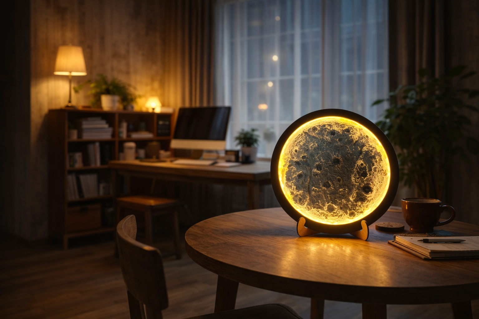 Светящаяся Moon Lamp на столе